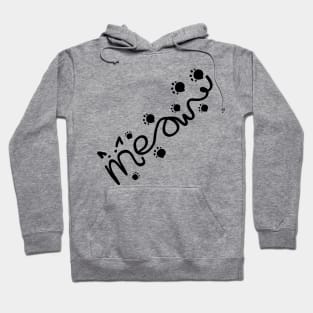 Meow lettering with paw Hoodie